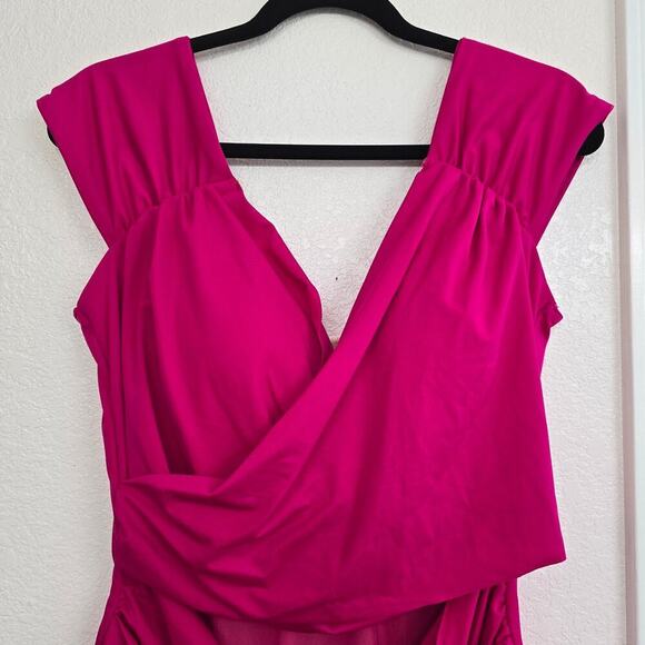NWOT Swimsuits for All Plus Size 20 Cap Sleeve Cut-Out One-Piece 40D/DD Pink - Picture 4 of 12
